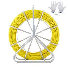 Fish Tape Fiberglass, 600 ft, 5/16 in, Duct Rodder Fishtape Wire Puller, Cable Running Rod with Steel Reel Stand, 3 Pulling Heads Fish Tape Fiberglass, 600 ft, 5/16 in, Duct Rodder Fishtape Wire Puller, Cable Running Rod with Steel Reel Stand, 3 Pulling Heads